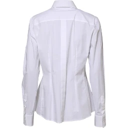 White Cotton Long Sleeves Collared Shirt Top