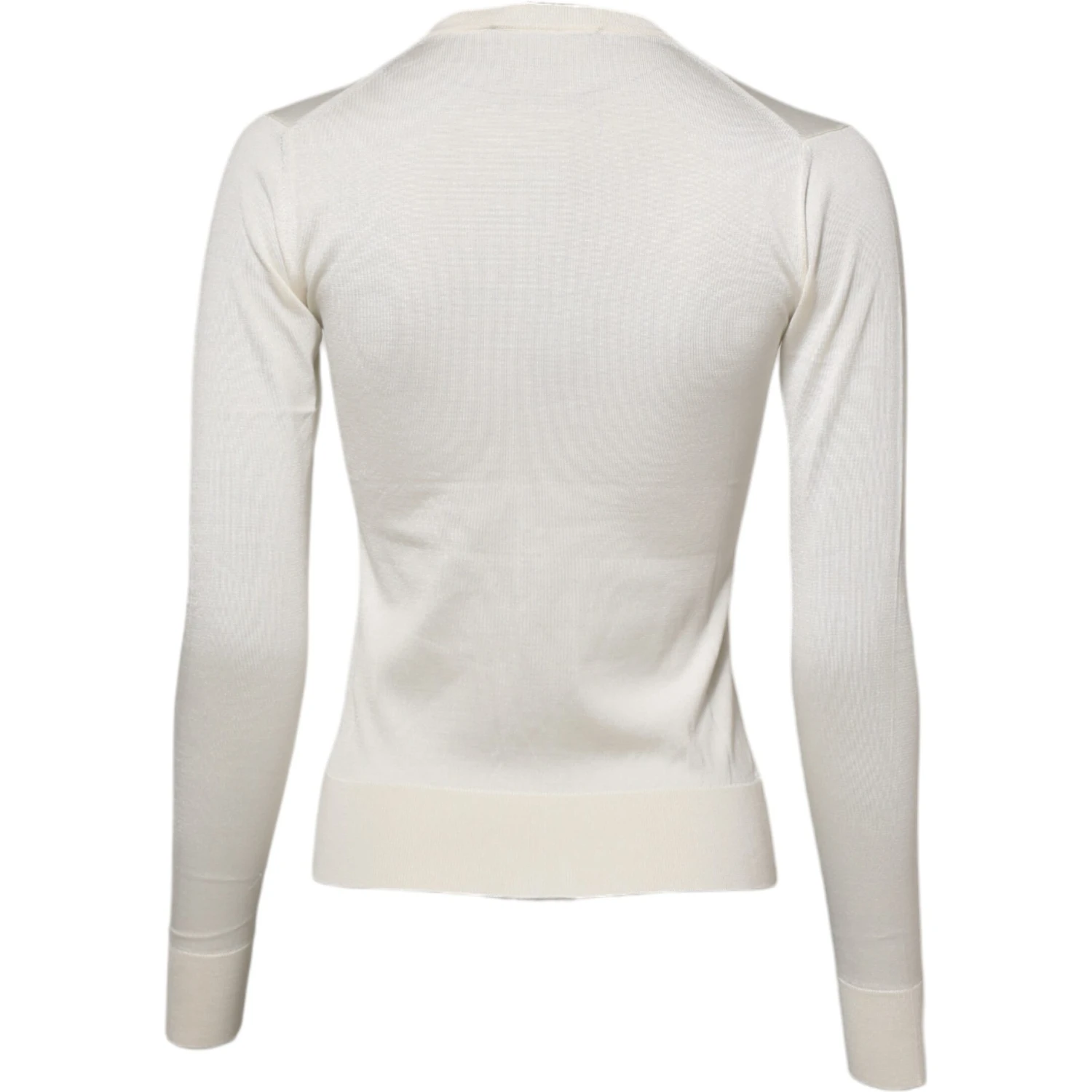 White Silk Lily Embellished Cardigan Sweater