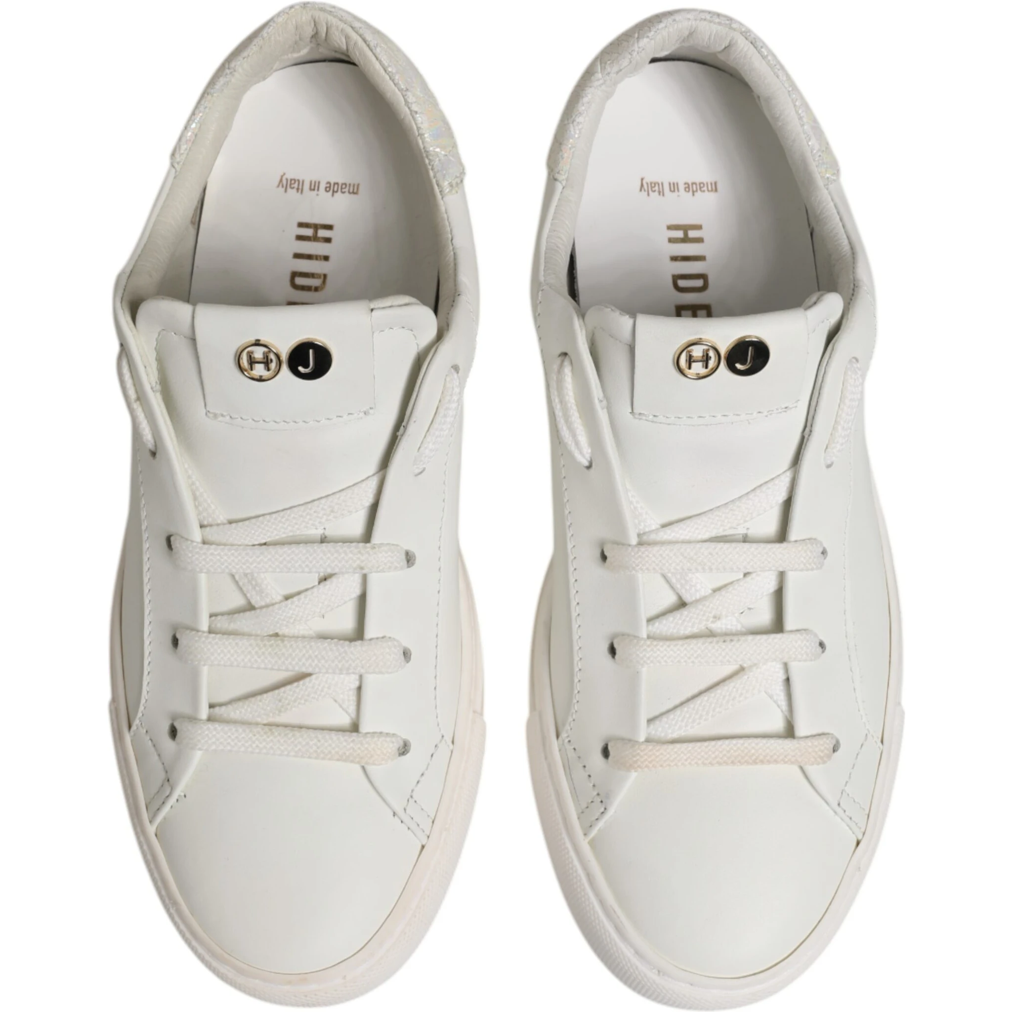 White Leather Low Top Lace Up Sneakers Shoes