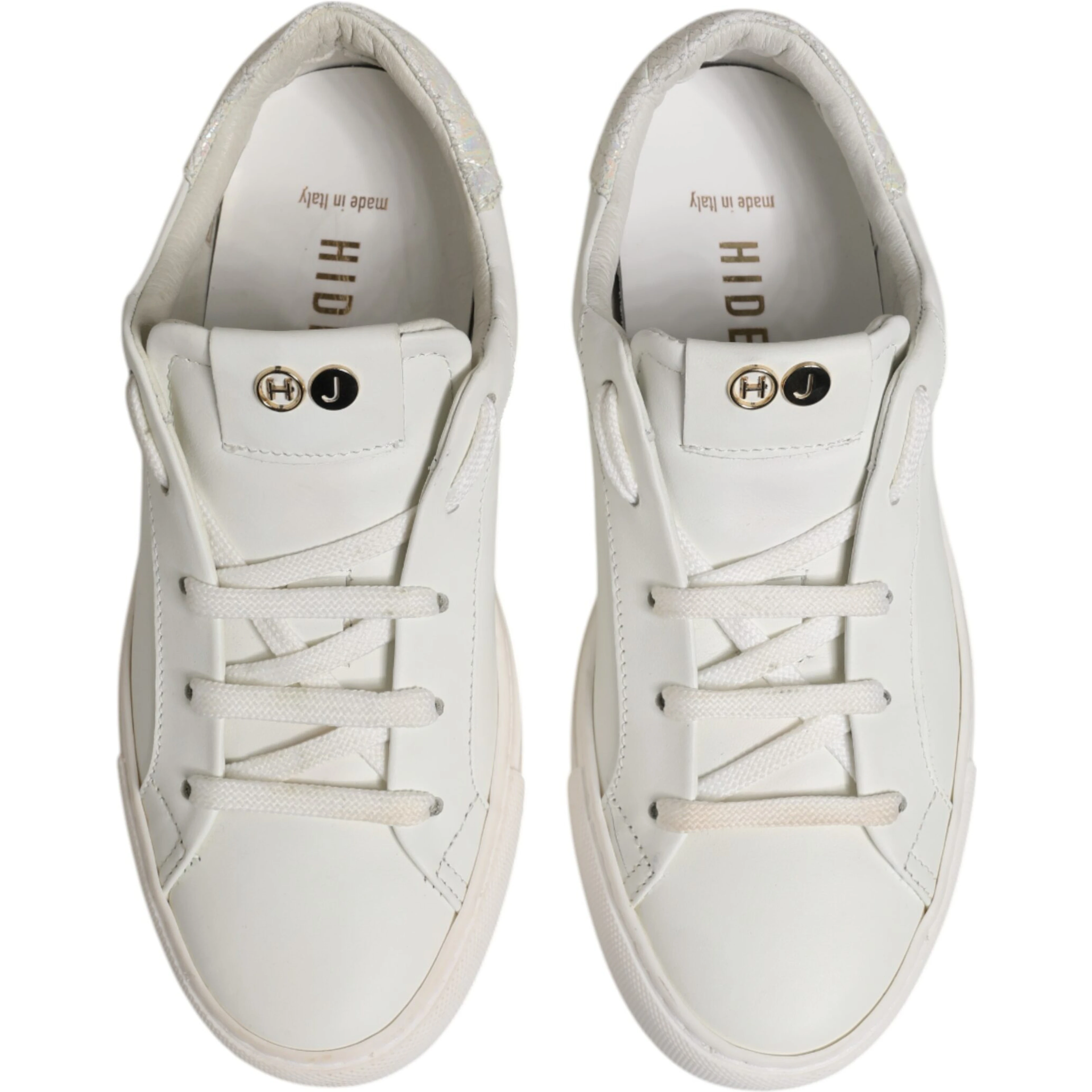 White Leather Low Top Lace Up Sneakers Shoes