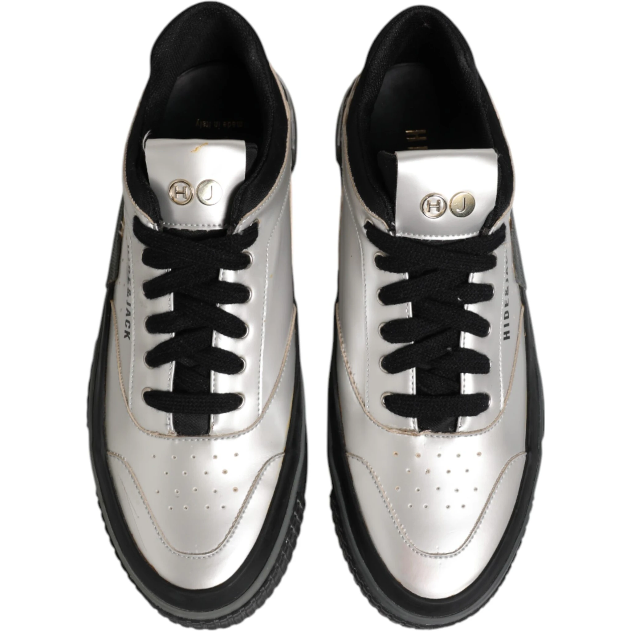 Silver Leather Lace Up Low Top Sneakers Shoes