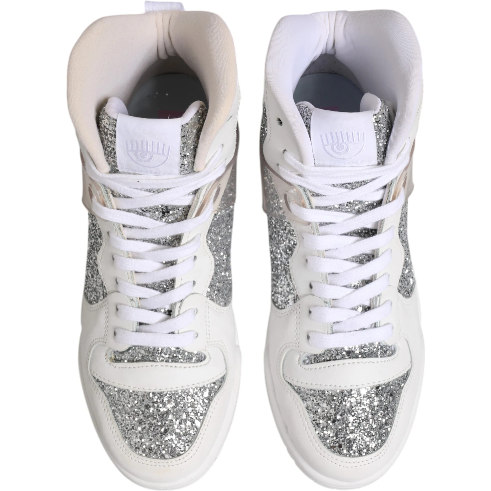 White Silver High Top Women Sneakers Shoes