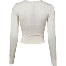 White Silk Lily Embellished Pullover Sweater