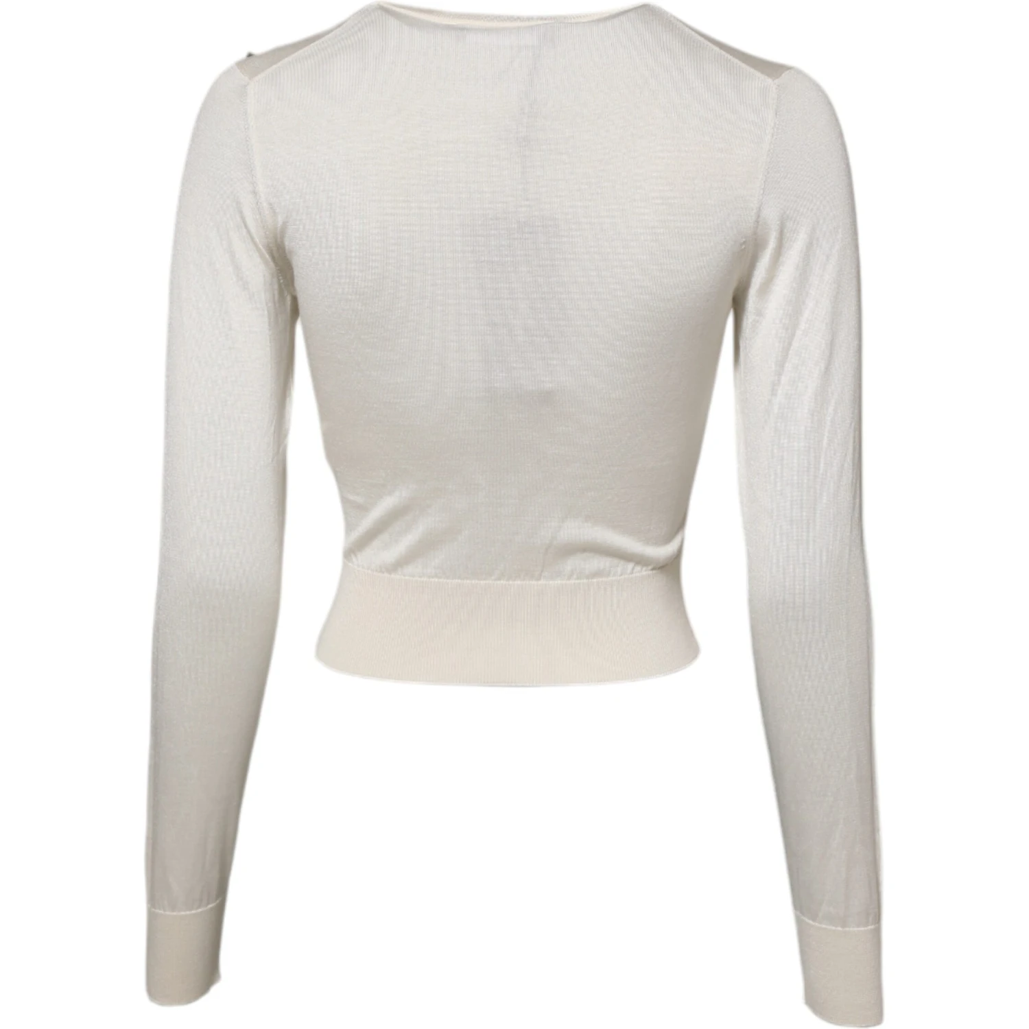 White Silk Lily Embellished Pullover Sweater