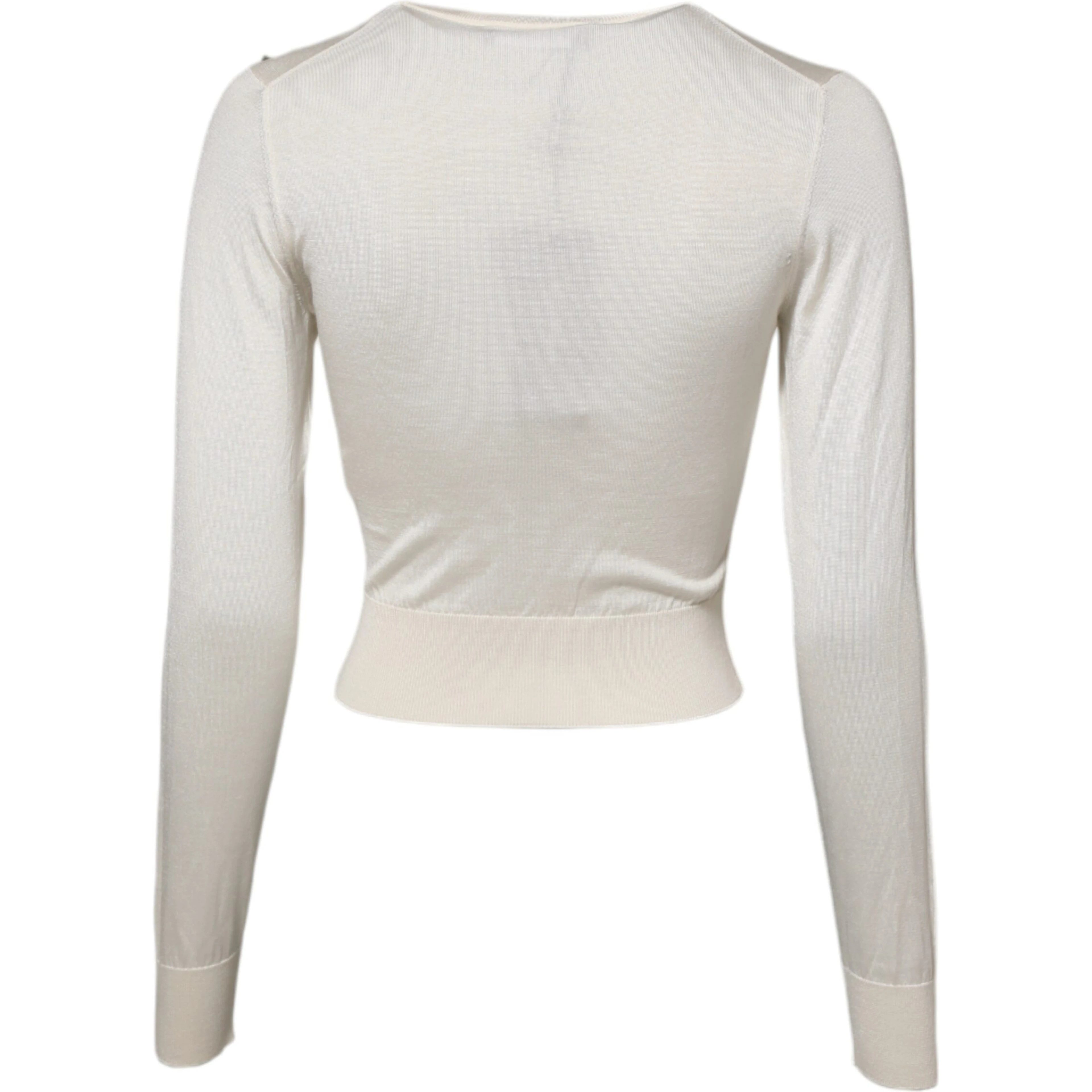White Silk Lily Embellished Pullover Sweater