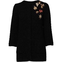 Black Cashmere Quilted Embellished Jacket