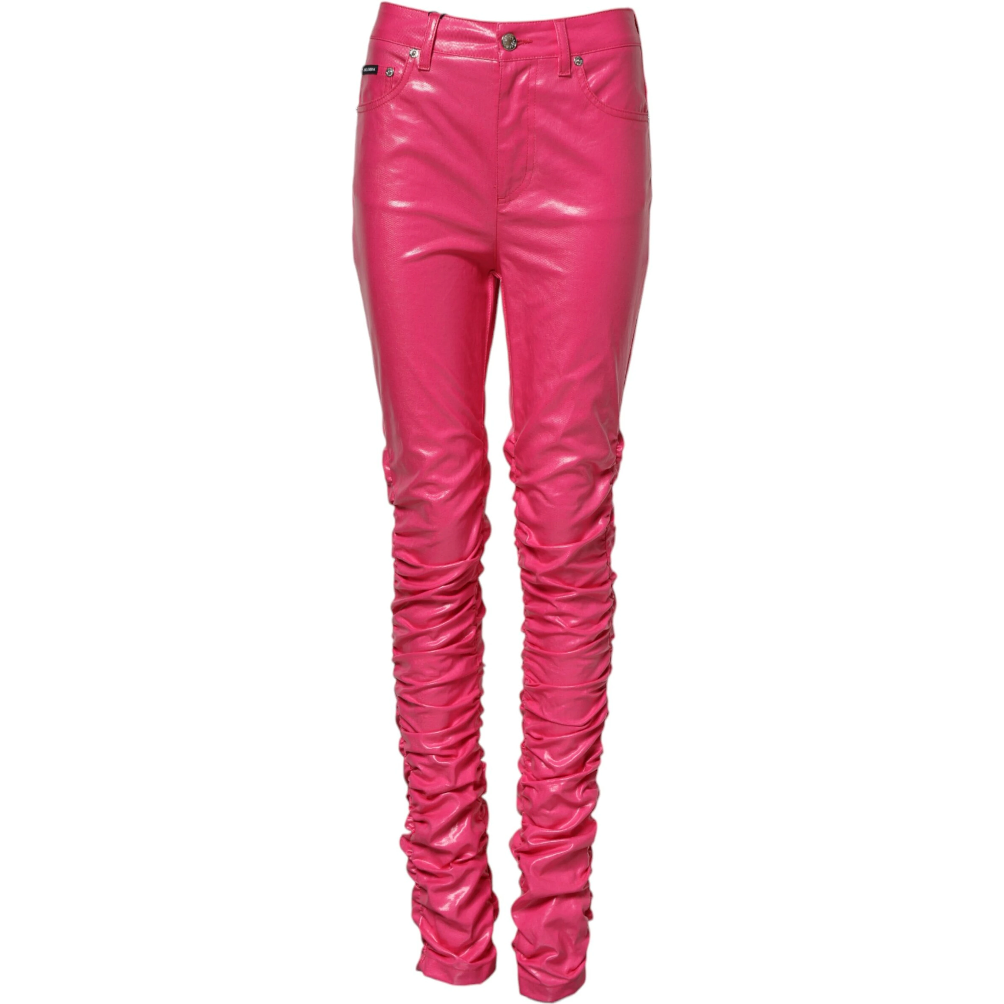 Pink Cotton High Waisted Skinny Denim Jeans