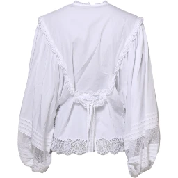 White Ruffled Lace Embellished Blouse Top