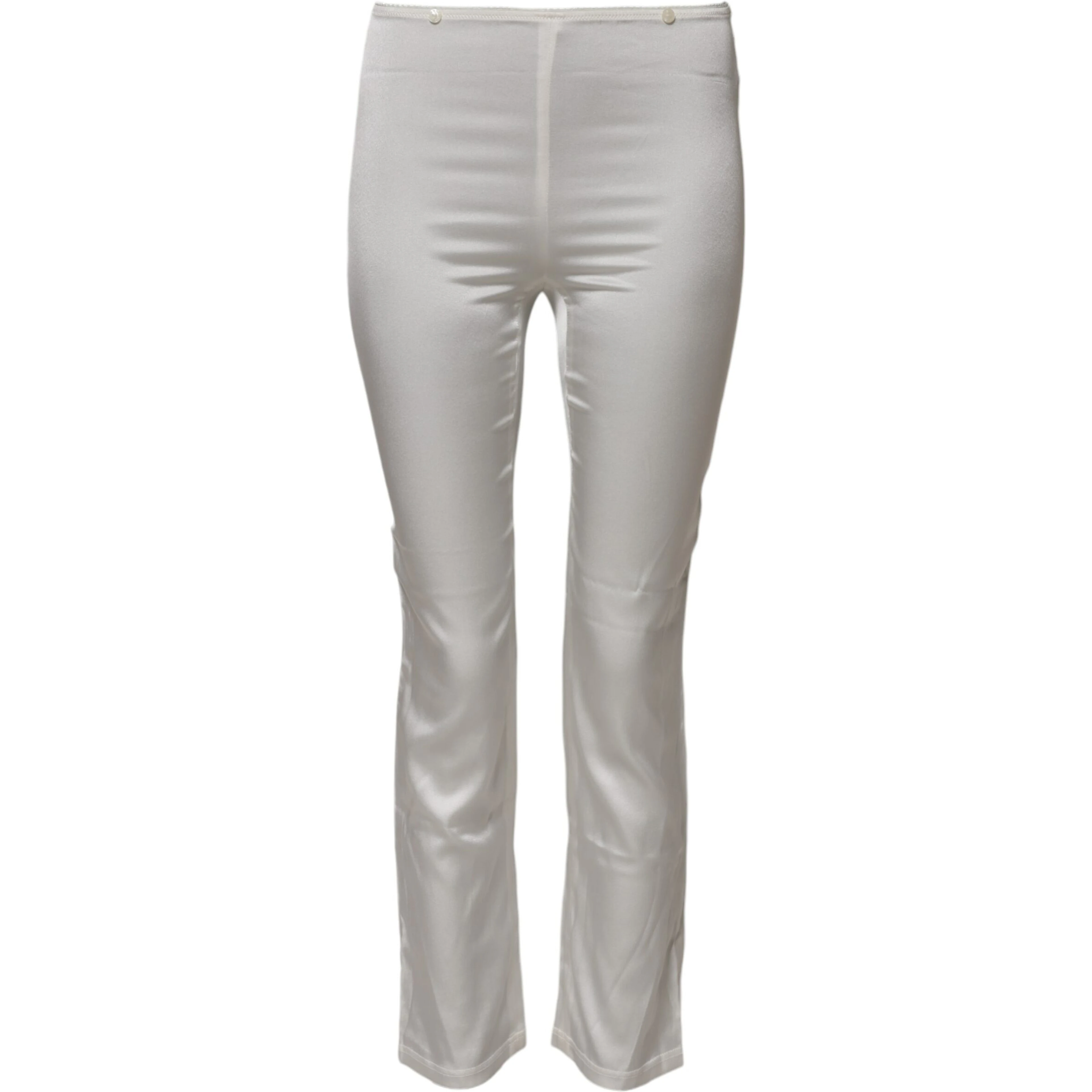 Ivory Silk Tapered High Waist Pants