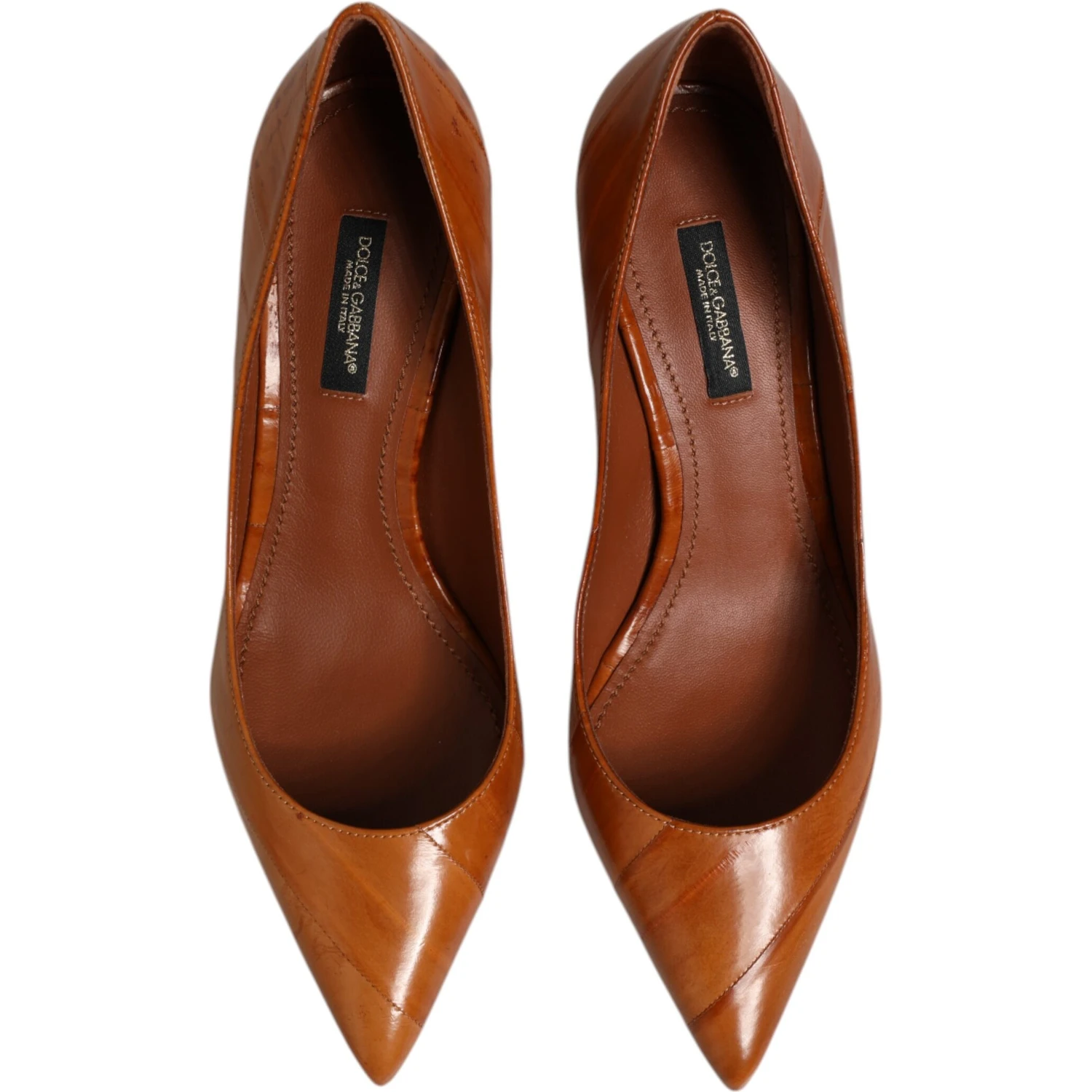 Brown Leather Stiletto Heel Pumps Shoes