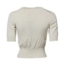 White Silk Short Sleeves Blouse Pullover Top