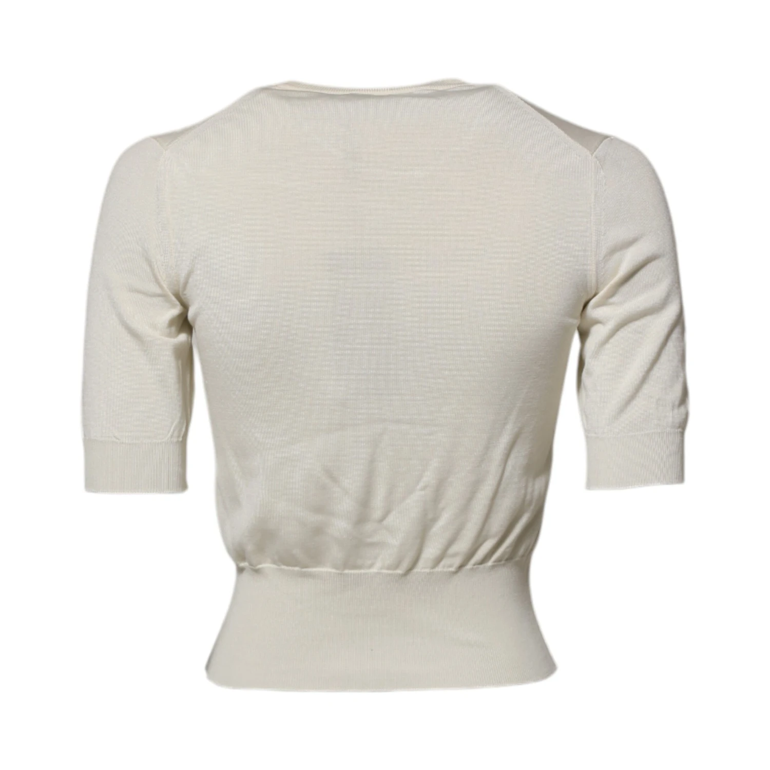 White Silk Short Sleeves Blouse Pullover Top