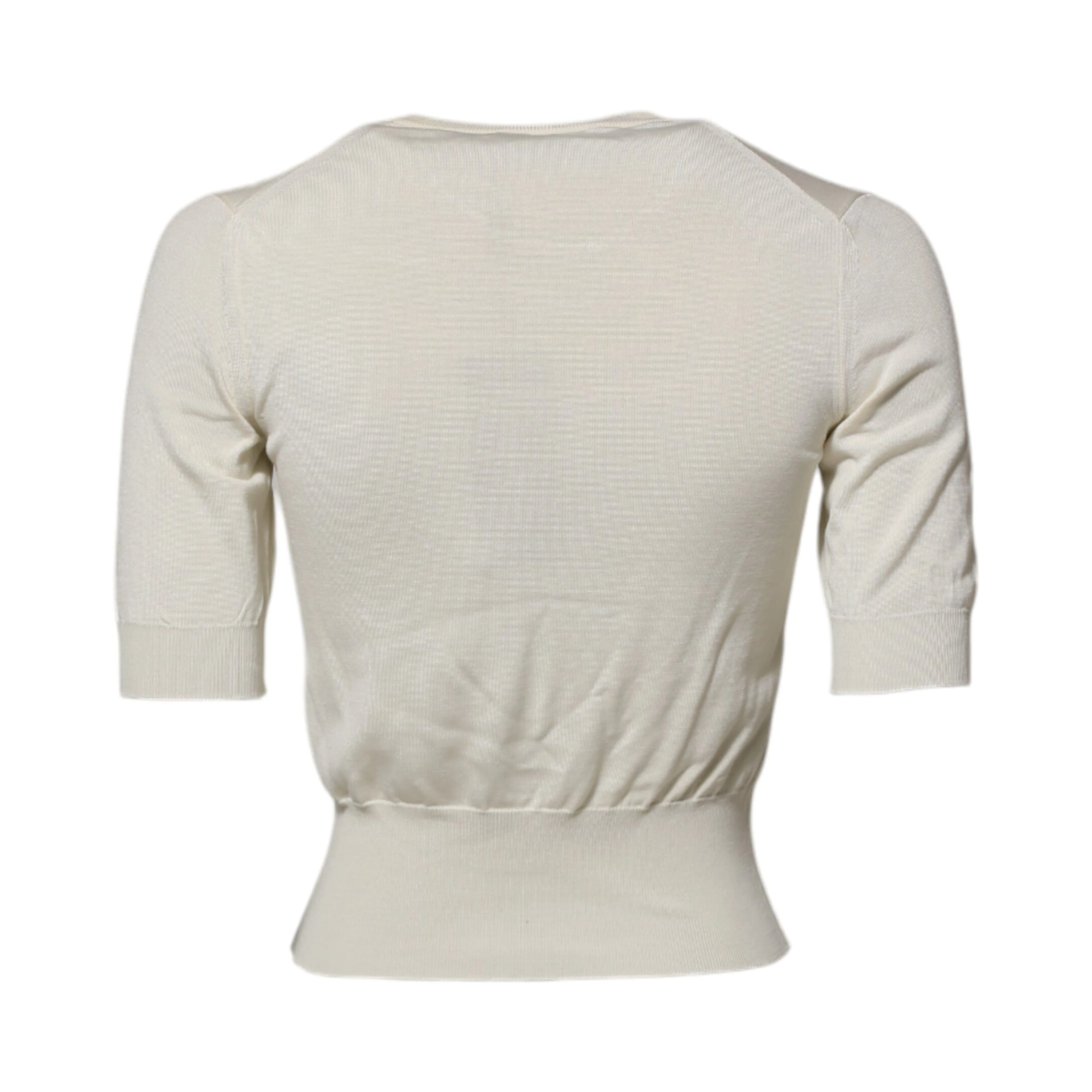 White Silk Short Sleeves Blouse Pullover Top