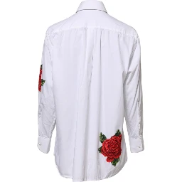 White Rose Embroidery Collared Shirt Top