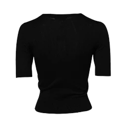 Black Rose Sequin Embellishments Blouse Top