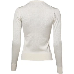 White Silk Lily Buttoned Cardigan Sweater