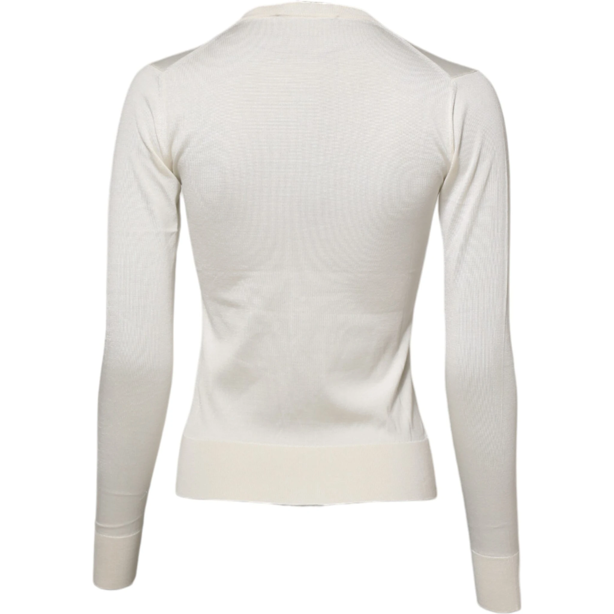 White Silk Lily Buttoned Cardigan Sweater