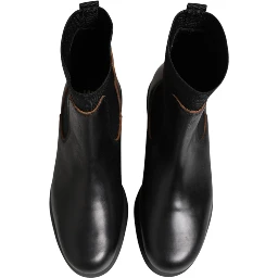 Black Chelsea Leather Pull On Women Ankle Boots Shoes