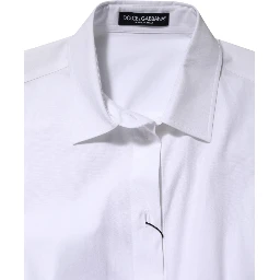 White Cotton Long Sleeves Collared Shirt Top