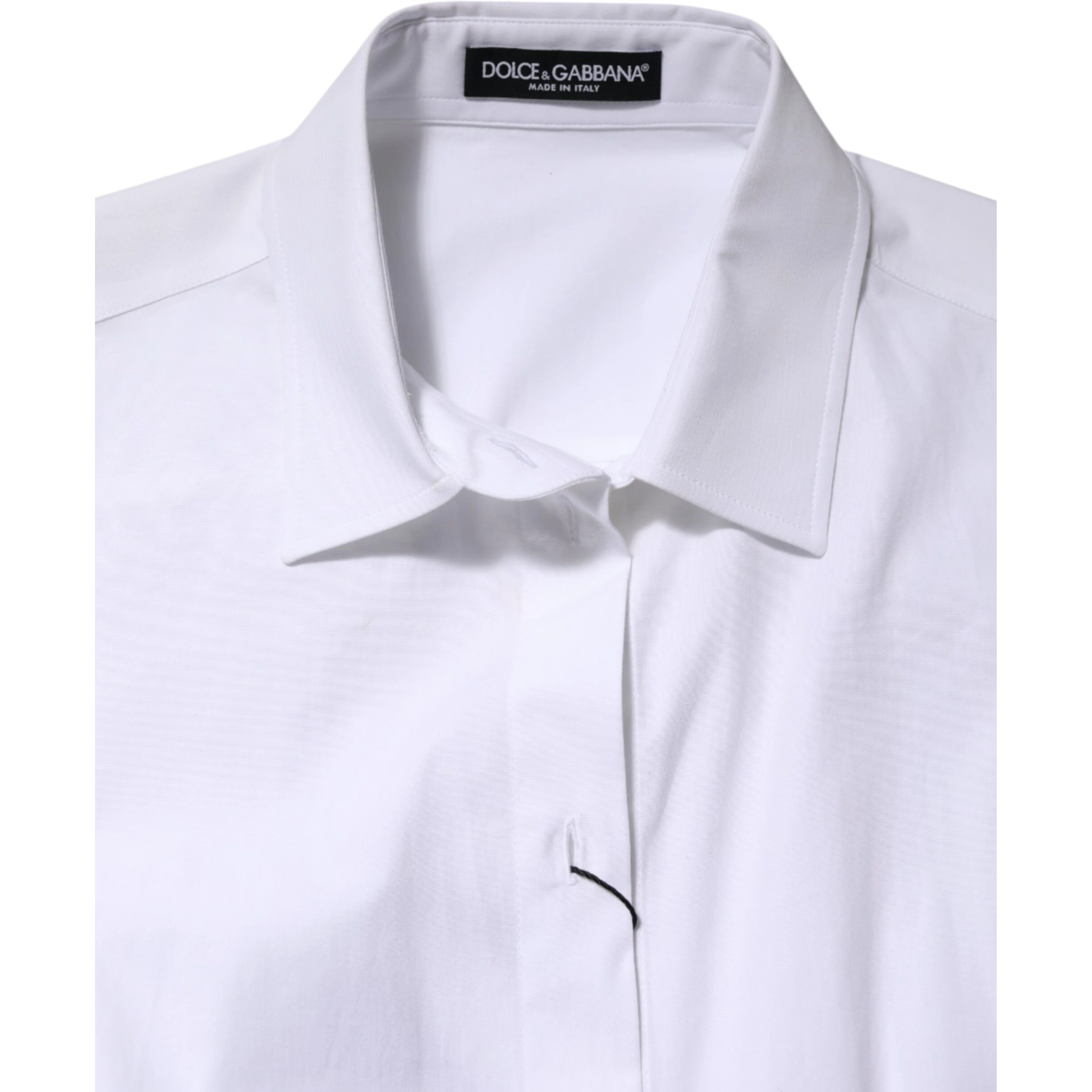 White Cotton Long Sleeves Collared Shirt Top
