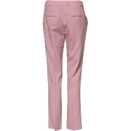 Pink Wool Mid Waist Tapered Pants