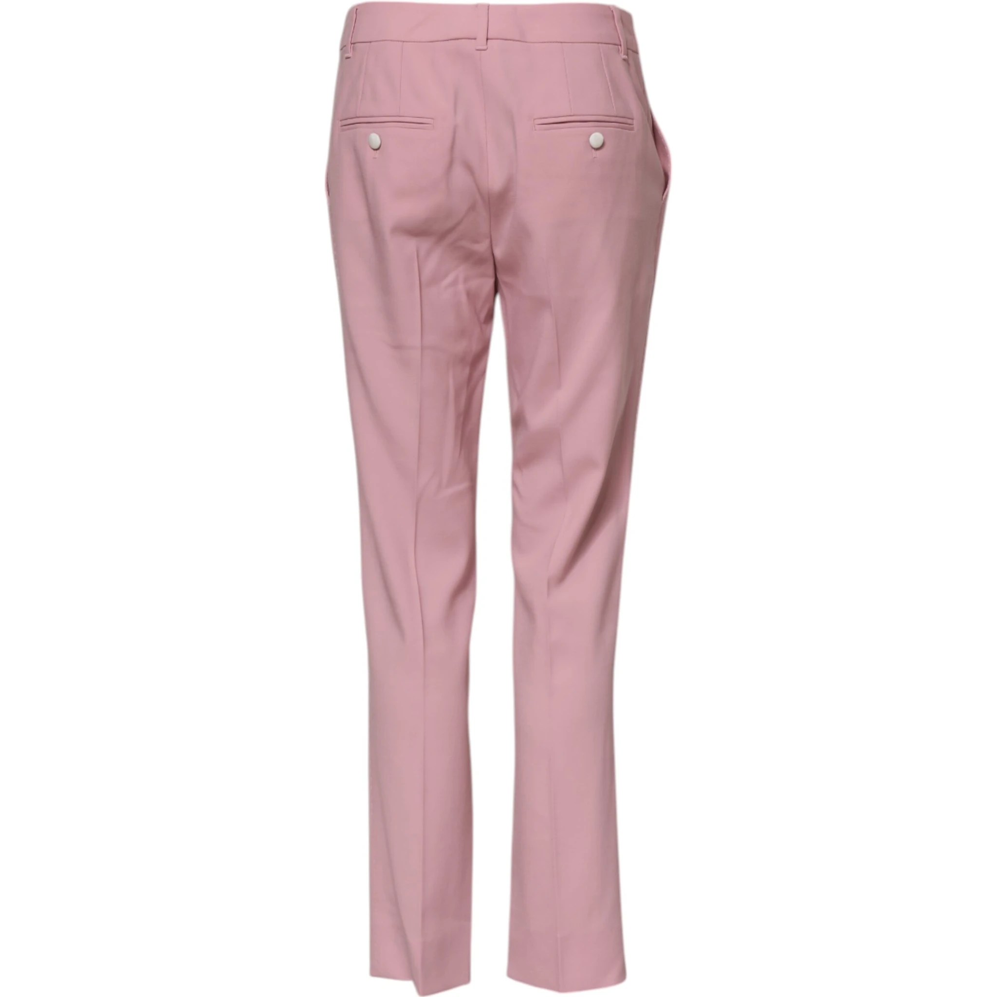Pink Wool Mid Waist Tapered Pants