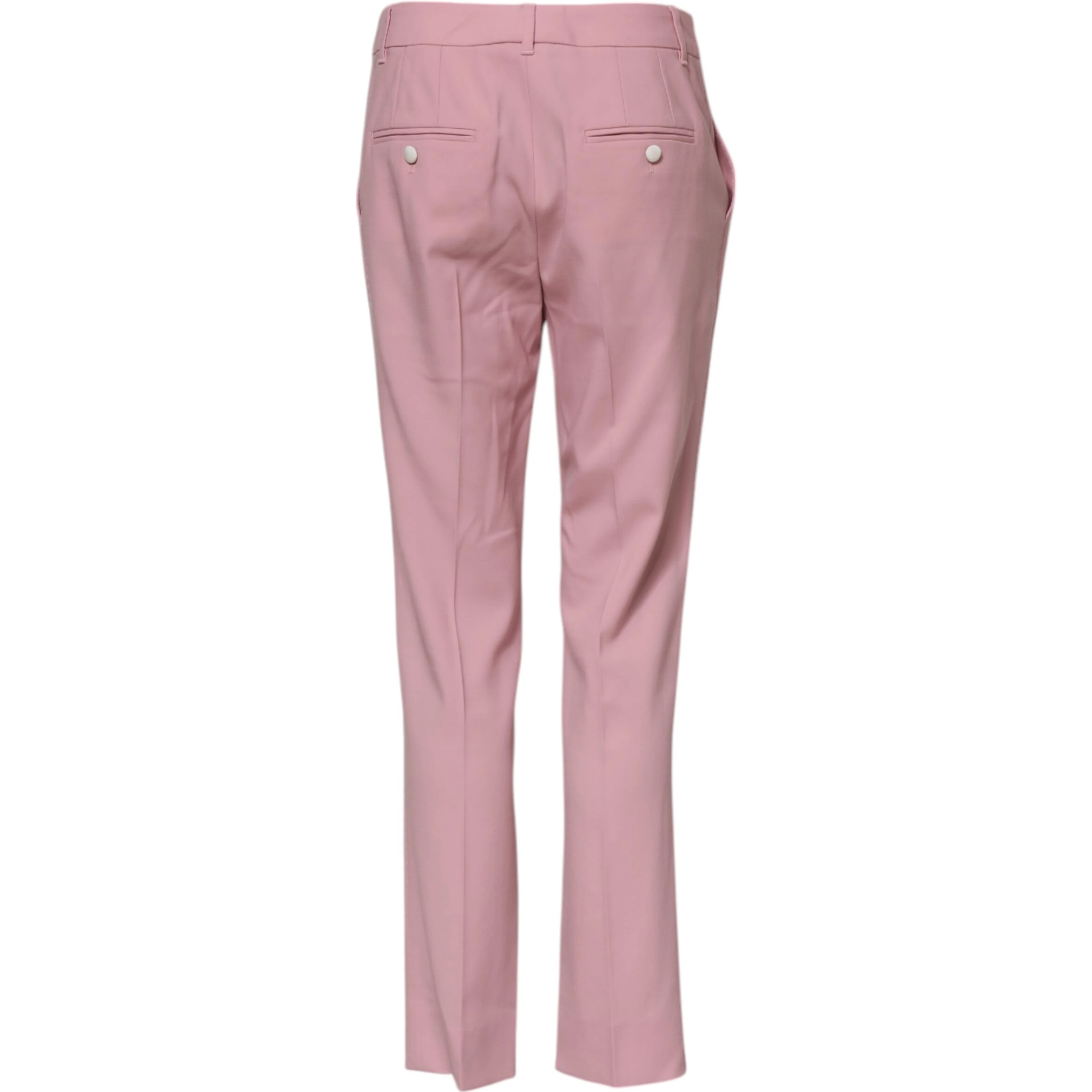 Pink Wool Mid Waist Tapered Pants