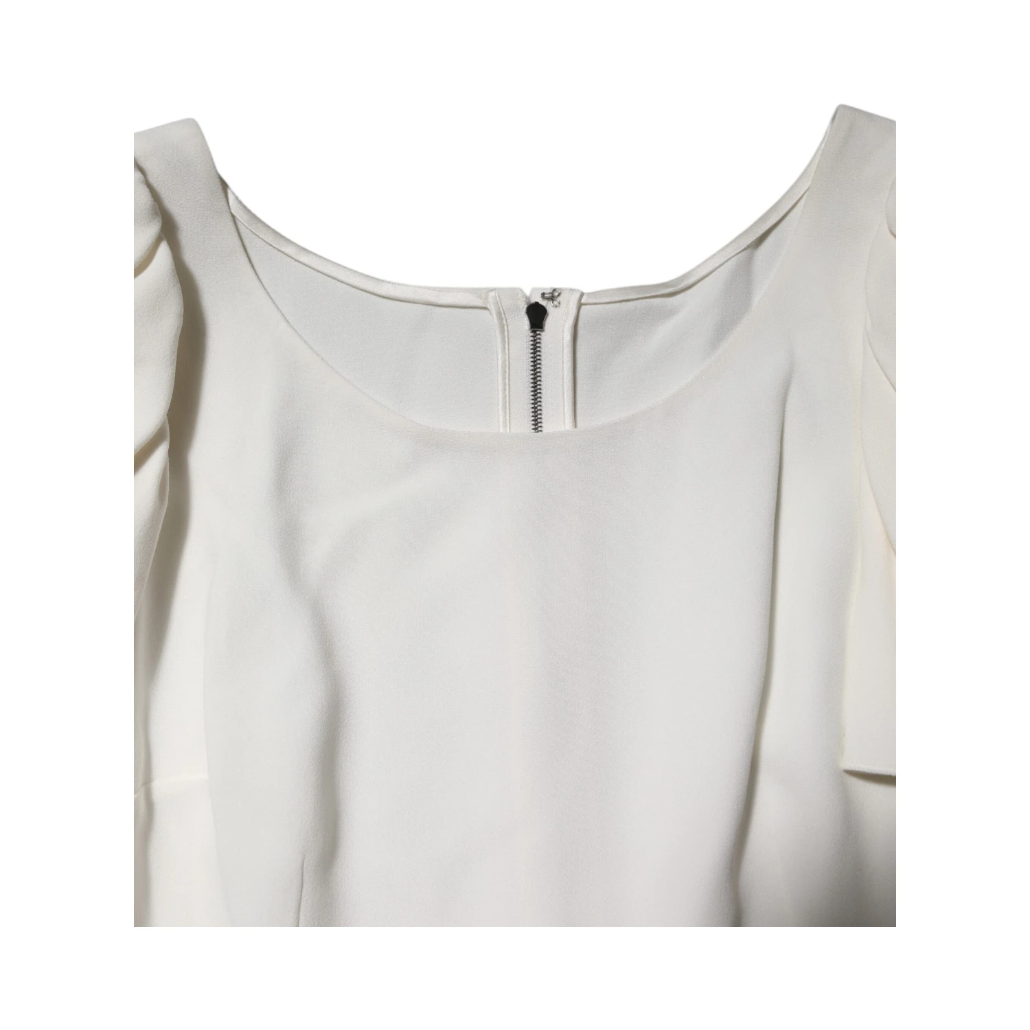 White Round Neck Short Sleeves Blouse Top