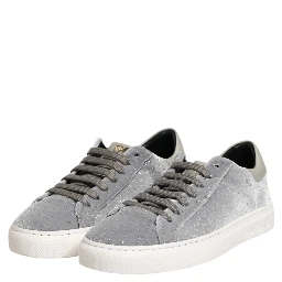Gray Suede Low Top Lace Up Sneakers Shoes