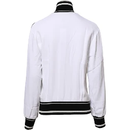 White Viscose Logo Women Full Zip Jacket