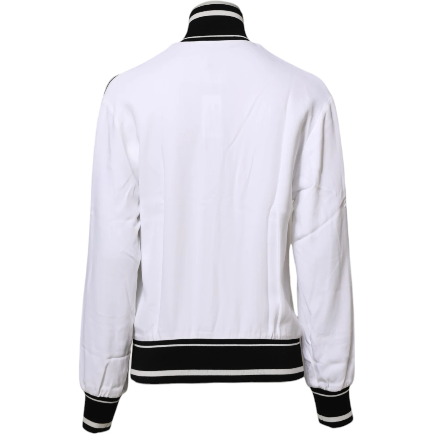 White Viscose Logo Women Full Zip Jacket