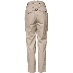 Beige Cotton High Waisted Pants