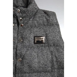 Elegant Chevron Knit Wool Blend Vest Jacket