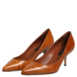 Brown Leather Stiletto Heel Pumps Shoes