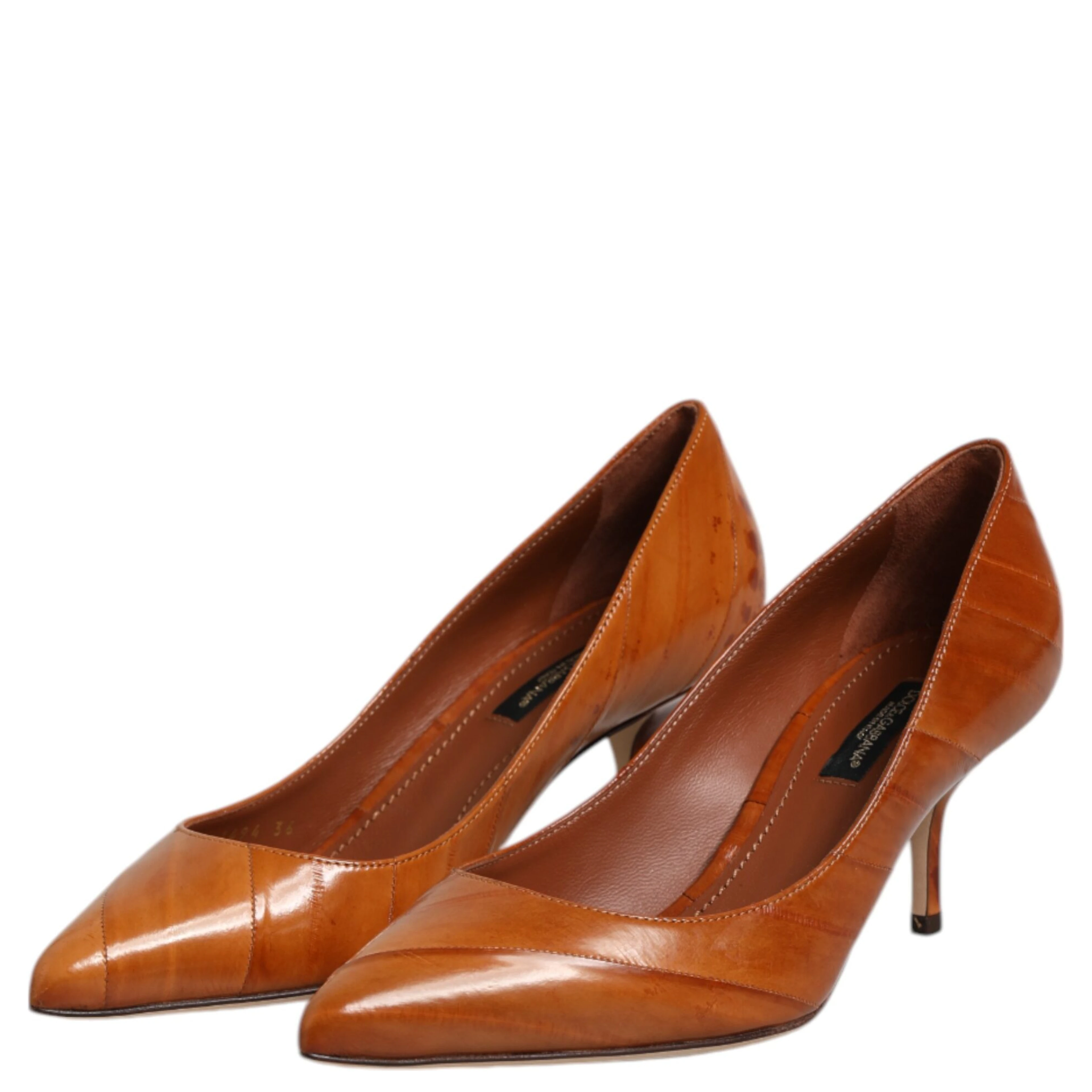 Brown Leather Stiletto Heel Pumps Shoes