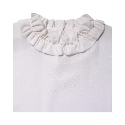White Ruffled Neckline Blouse Pullover Top
