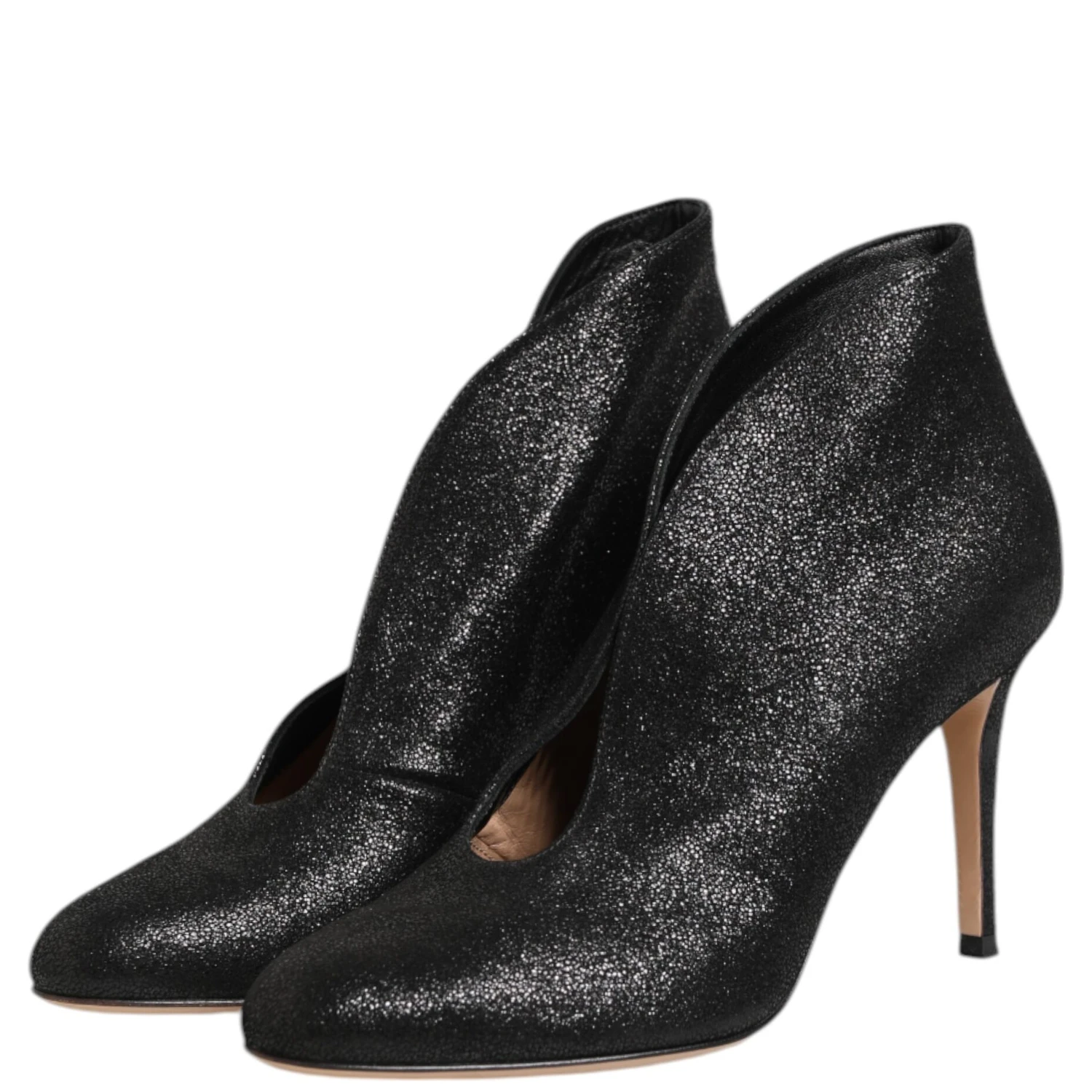 Metallic Black Pump Stiletto Heels Shoes