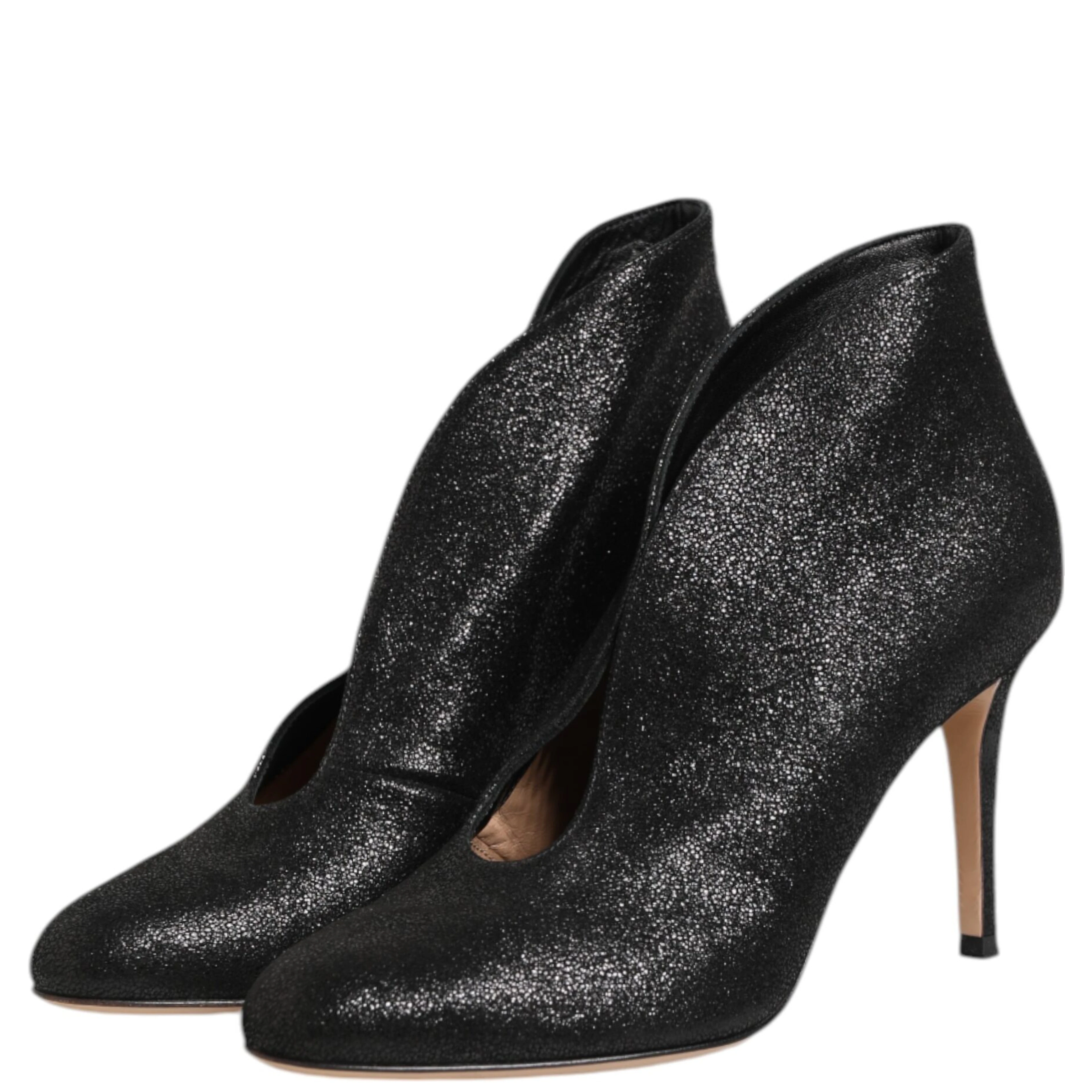 Metallic Black Pump Stiletto Heels Shoes