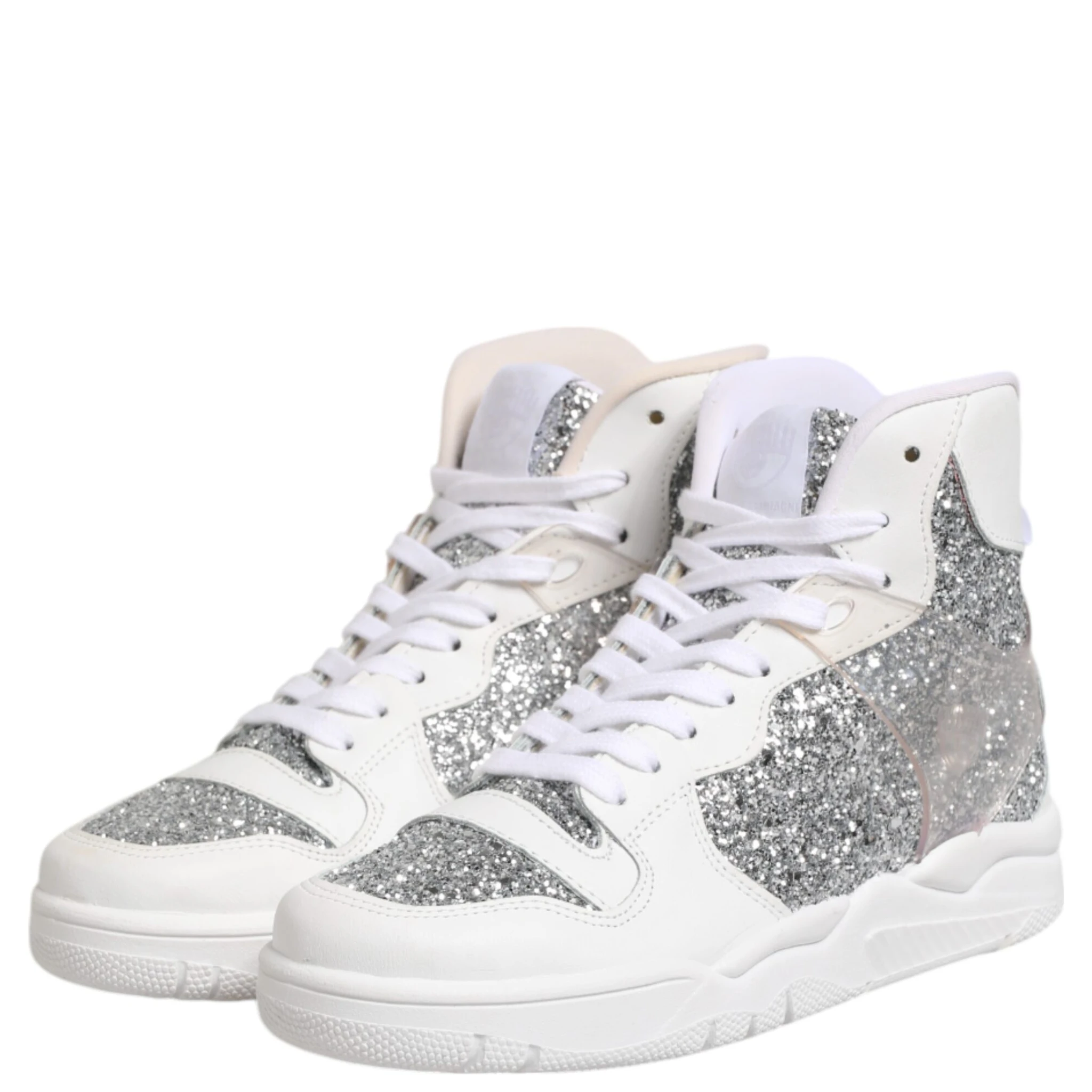 White Silver High Top Women Sneakers Shoes
