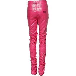 Pink Cotton High Waisted Skinny Denim Jeans