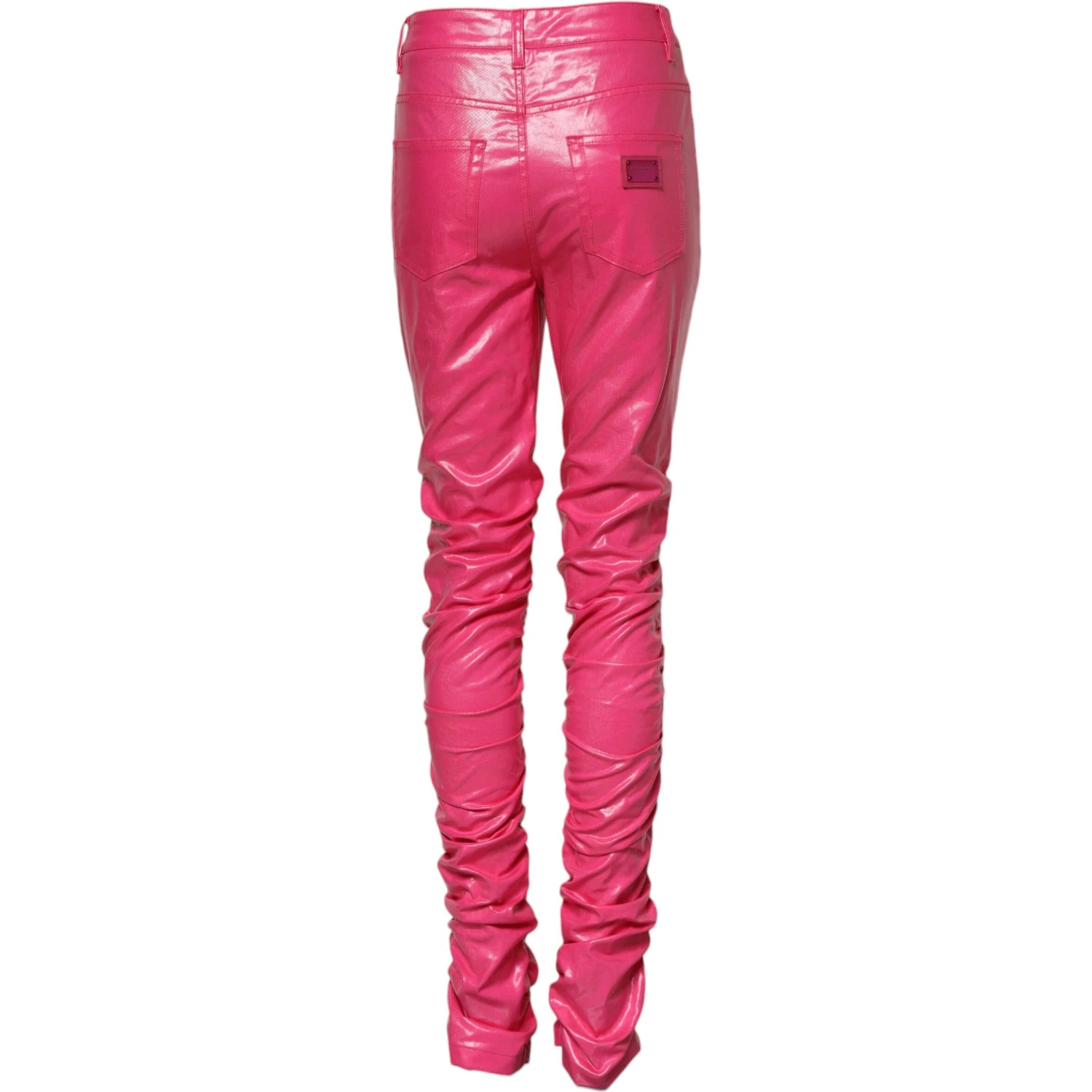 Pink Cotton High Waisted Skinny Denim Jeans
