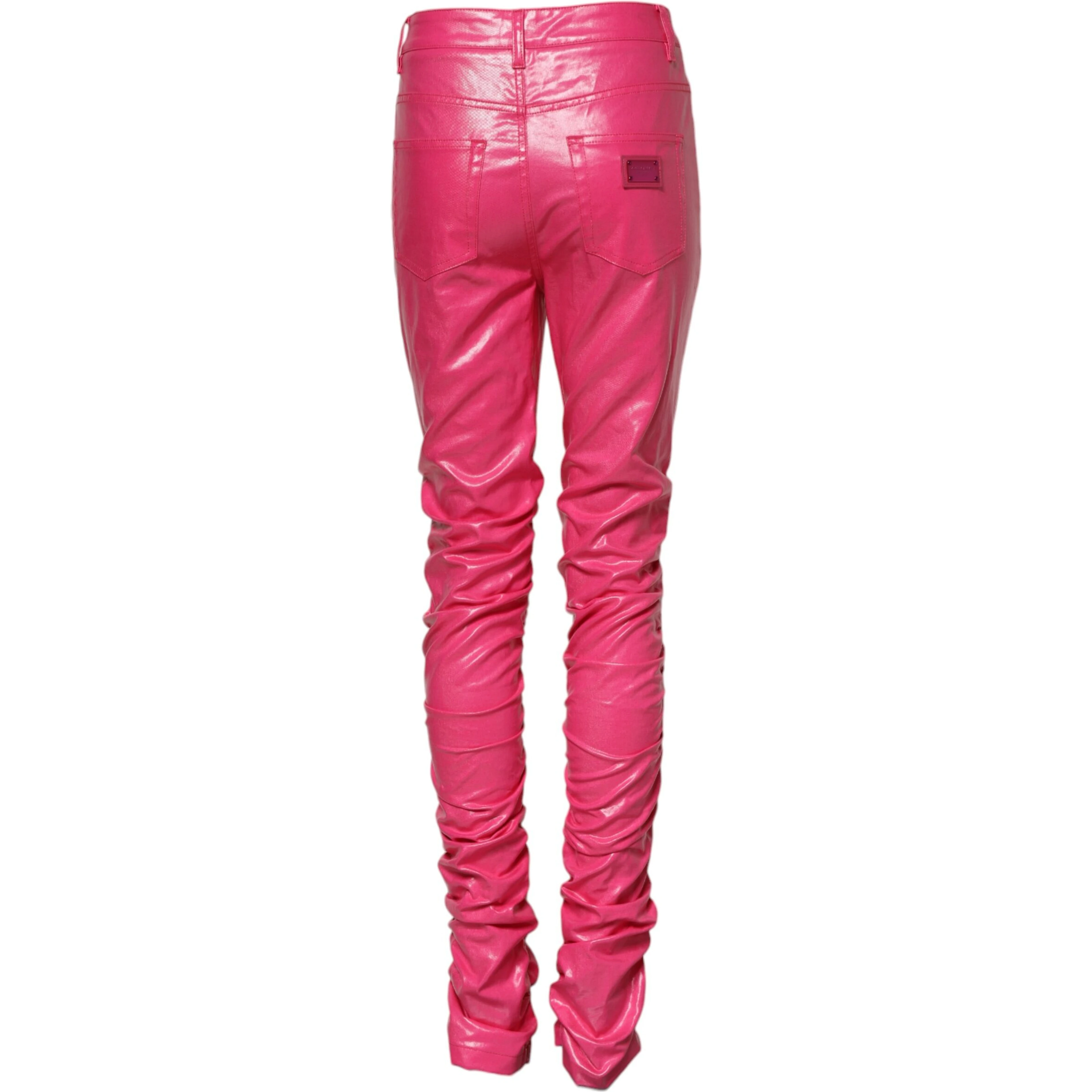 Pink Cotton High Waisted Skinny Denim Jeans