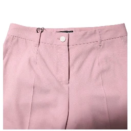 Pink Wool Mid Waist Tapered Pants