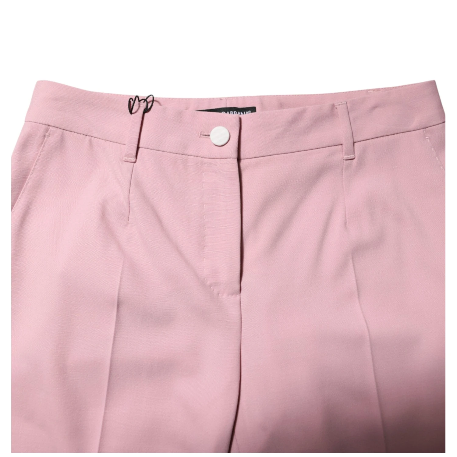 Pink Wool Mid Waist Tapered Pants