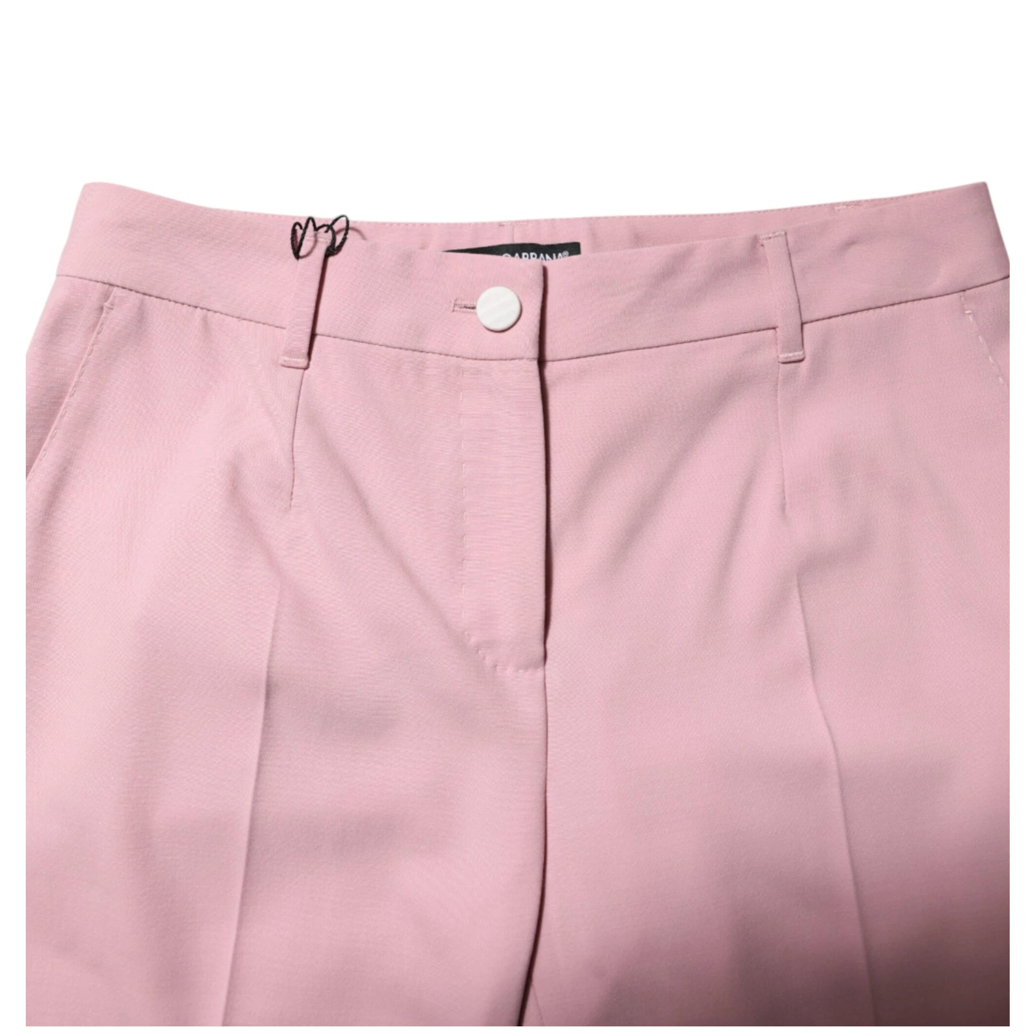 Pink Wool Mid Waist Tapered Pants