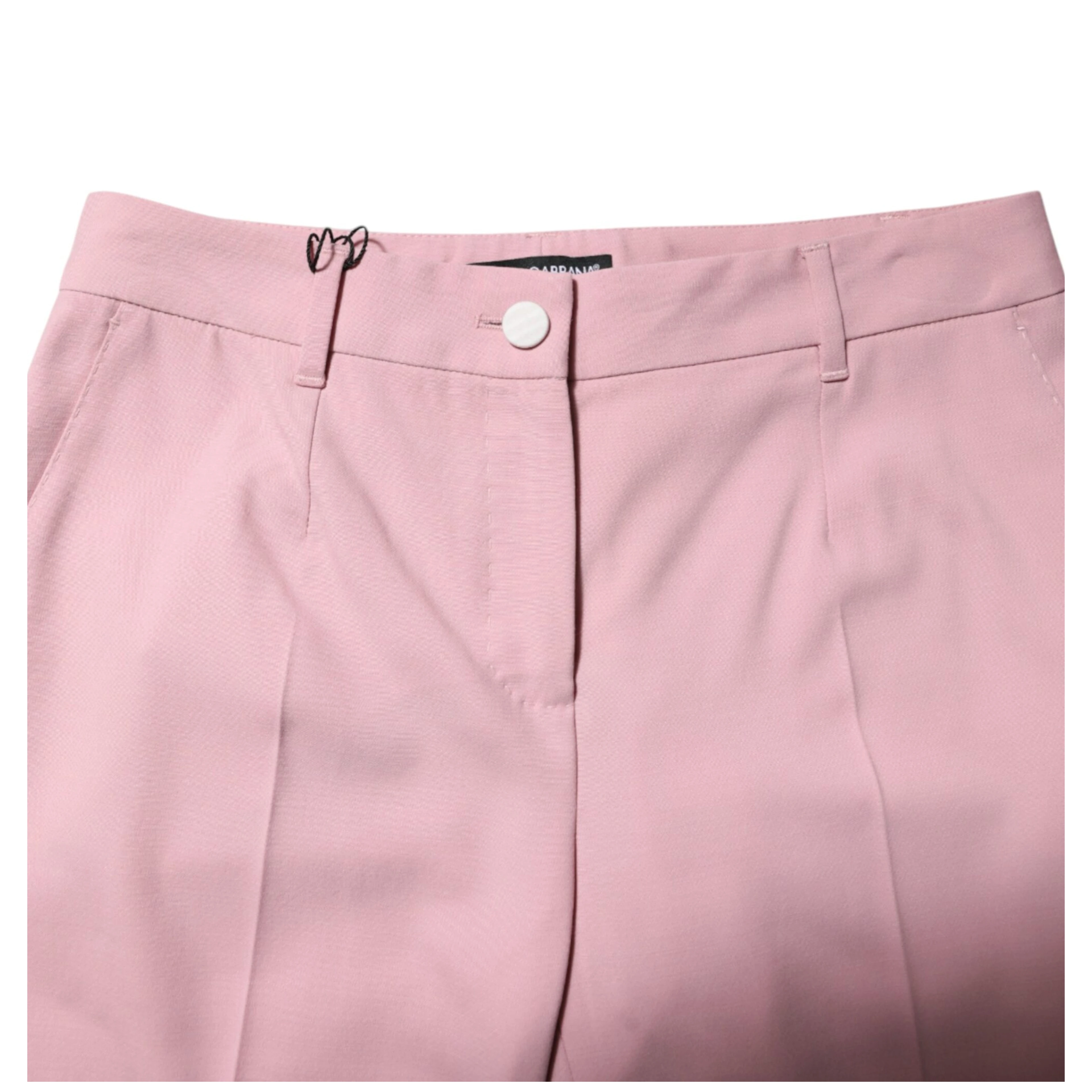 Pink Wool Mid Waist Tapered Pants