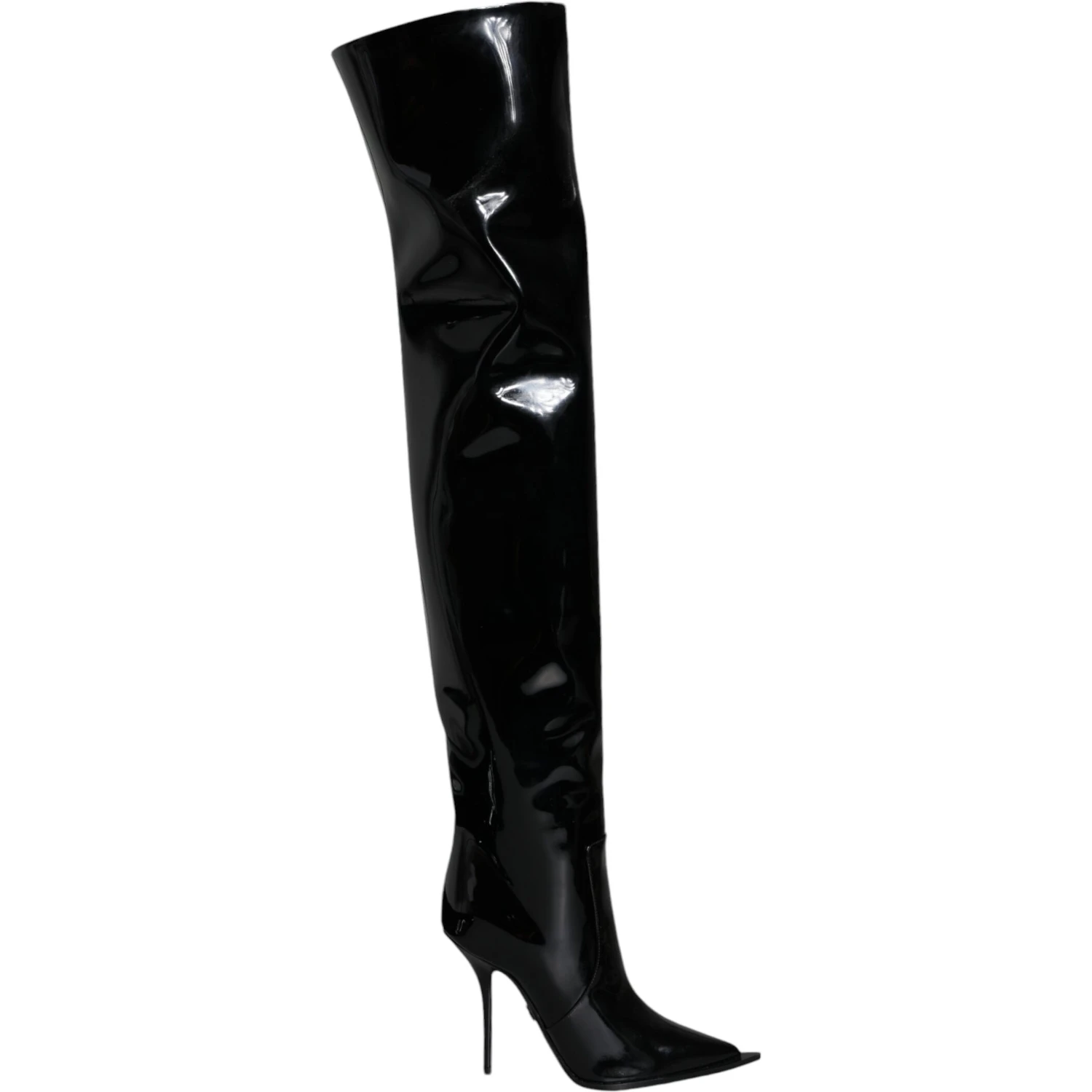 Black Patent Leather Knee High Boots Shoes