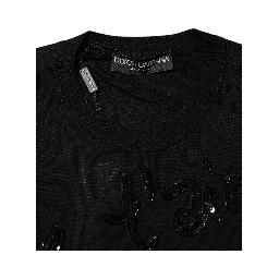 Black Rose Sequin Embellishments Blouse Top