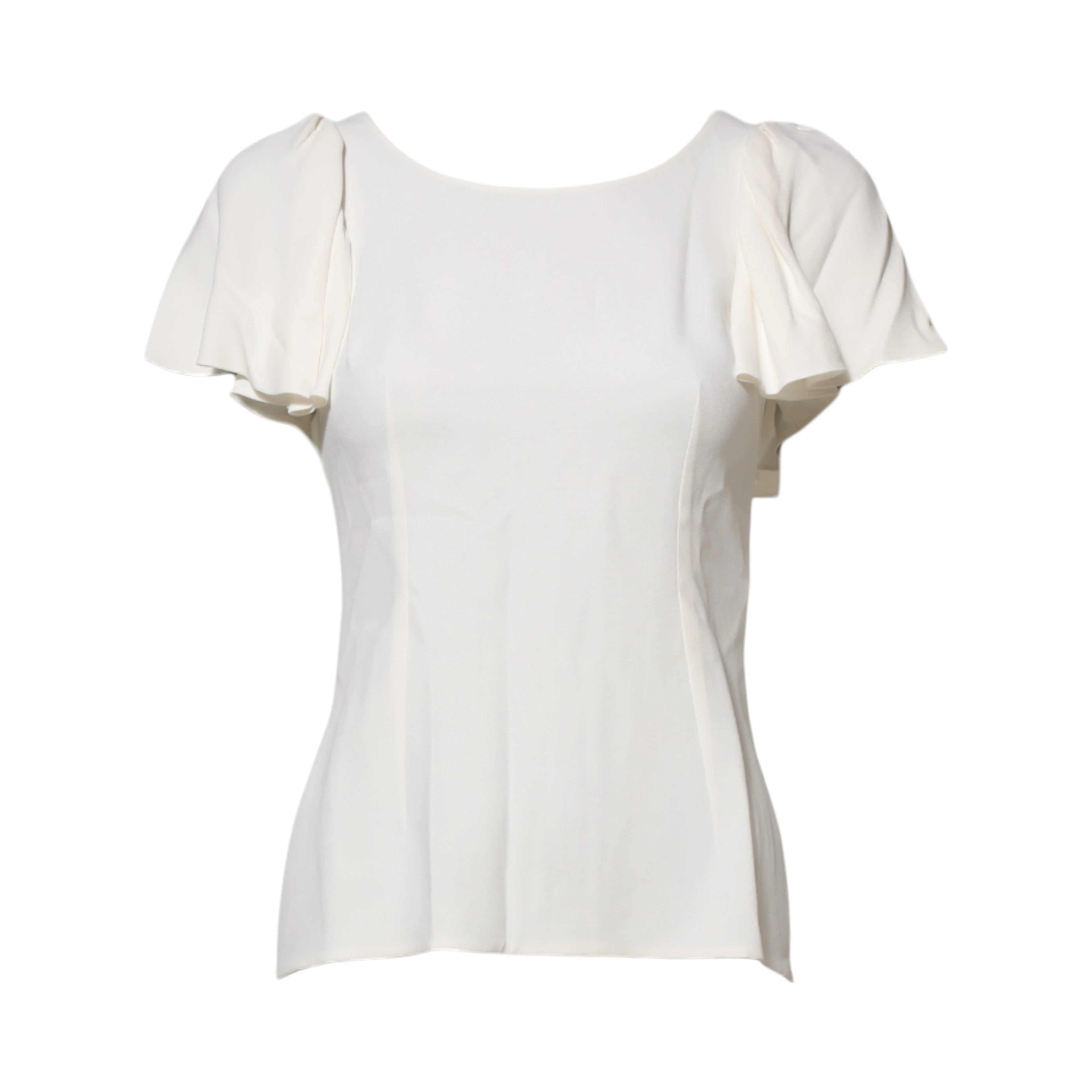 White Round Neck Short Sleeves Blouse Top
