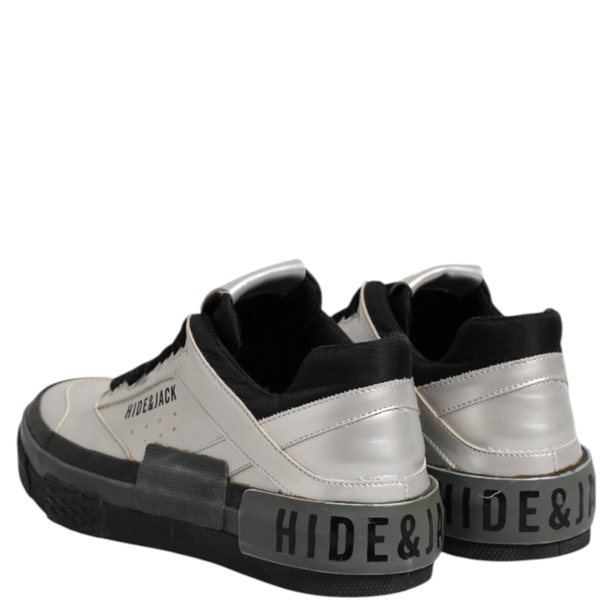 Silver Leather Lace Up Low Top Sneakers Shoes